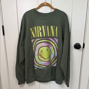 NIRVANA Olive Graphic Crewneck Sweater